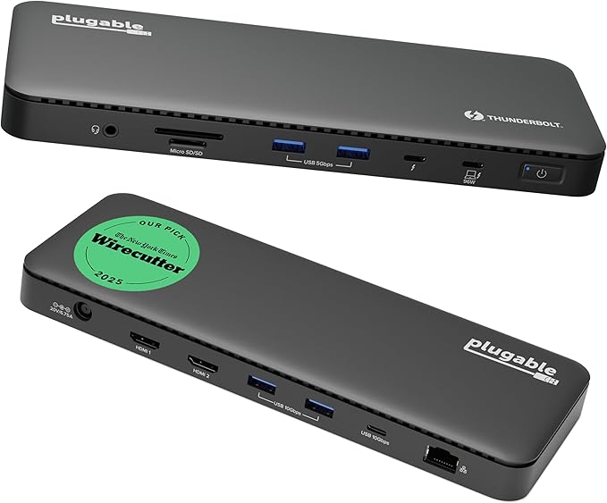 Plugable Thunderbolt 4 Dock (TBT4-UD5) - Best Thunderbolt 4 Dock for Dual HDMI Setups Electronics and Gadgets